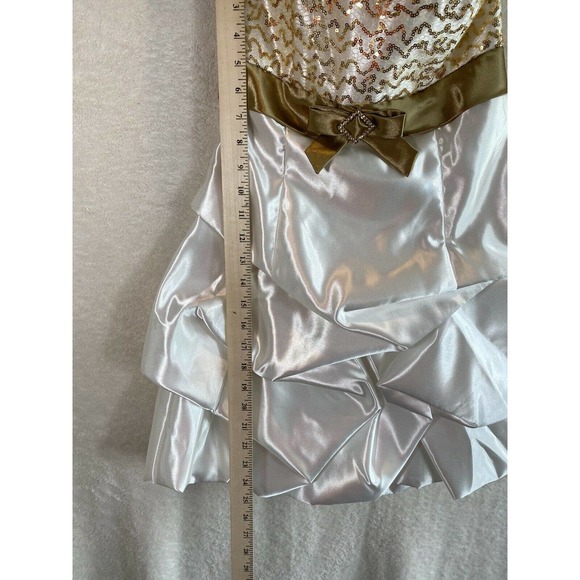Jessica McClintock for Gunne Sax cream/gold strapless sequin prom formal dress 1 - Picture 8 of 8
